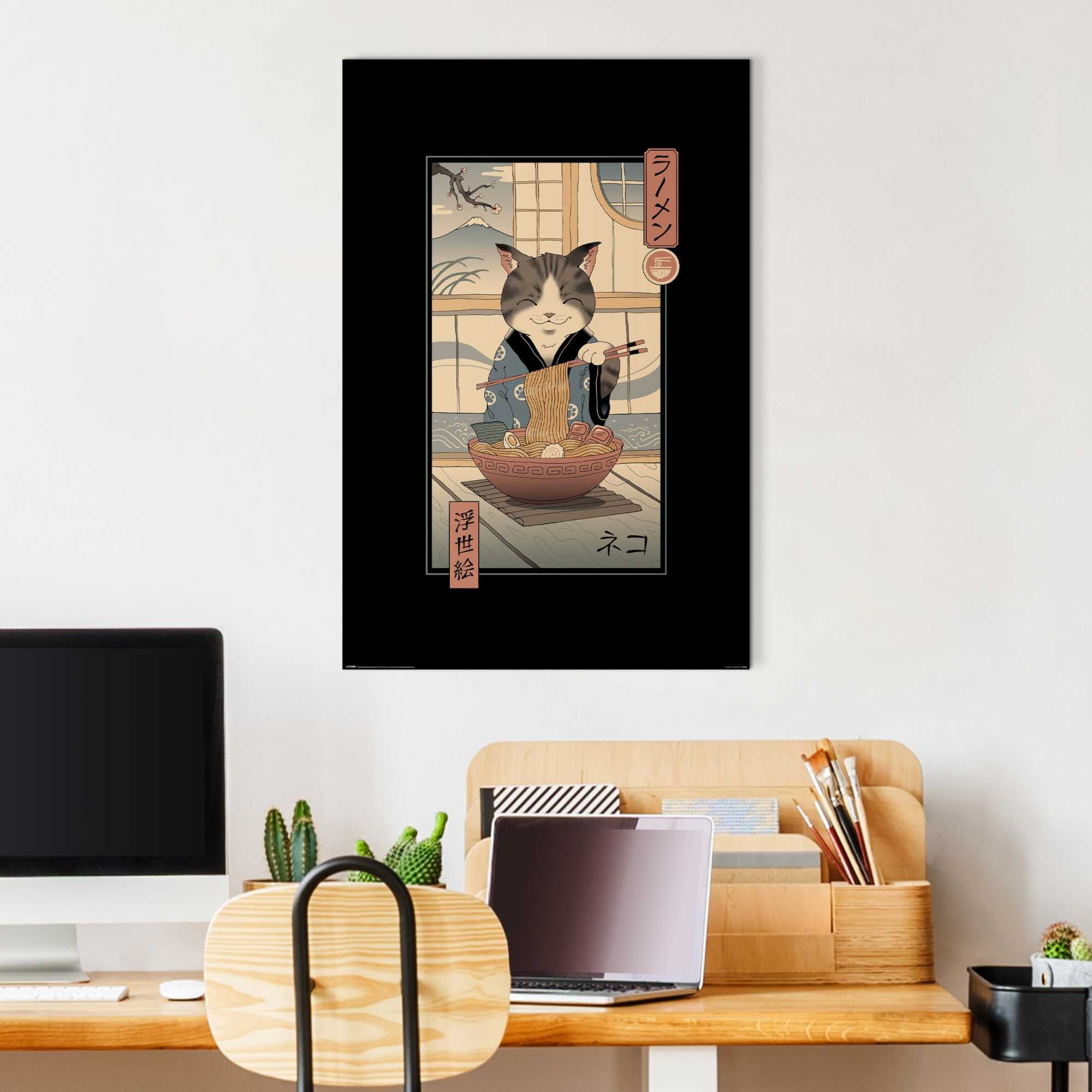 Wall Art Panel Vincent Trinidad - neko ramen ukiyoe 90x60