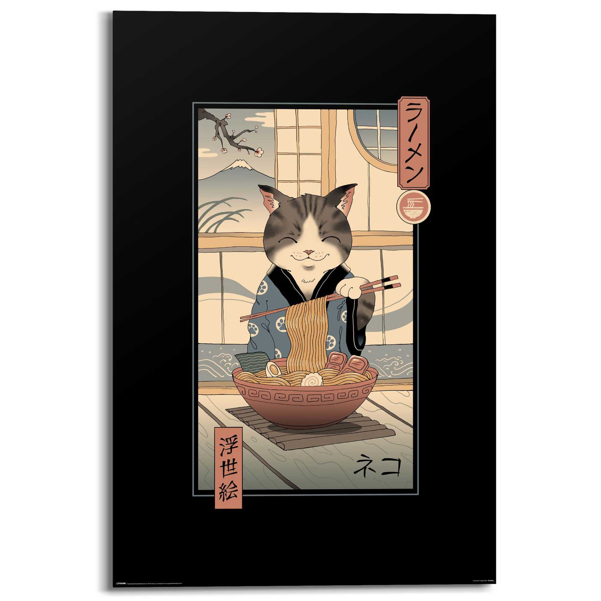 Wall Art Panel Vincent Trinidad - neko ramen ukiyoe 90x60