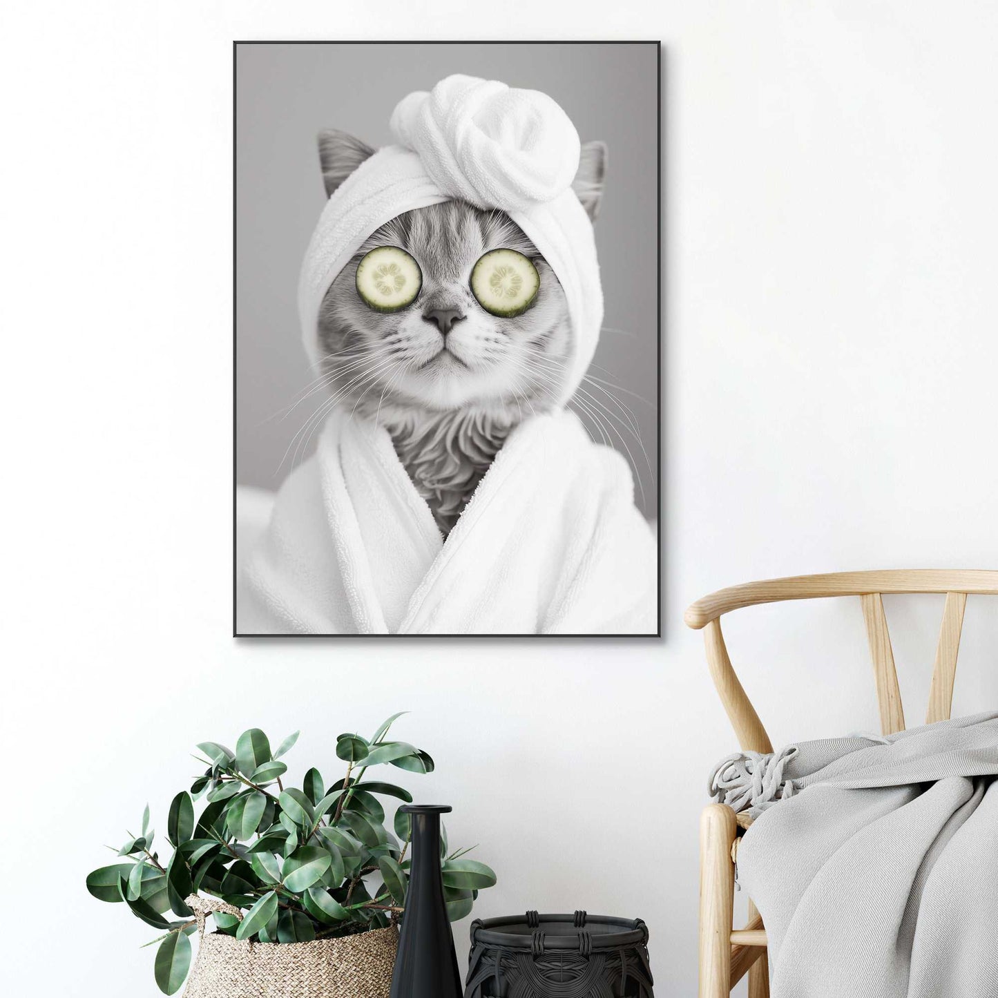 Framed Poster Spa Cat 70x50