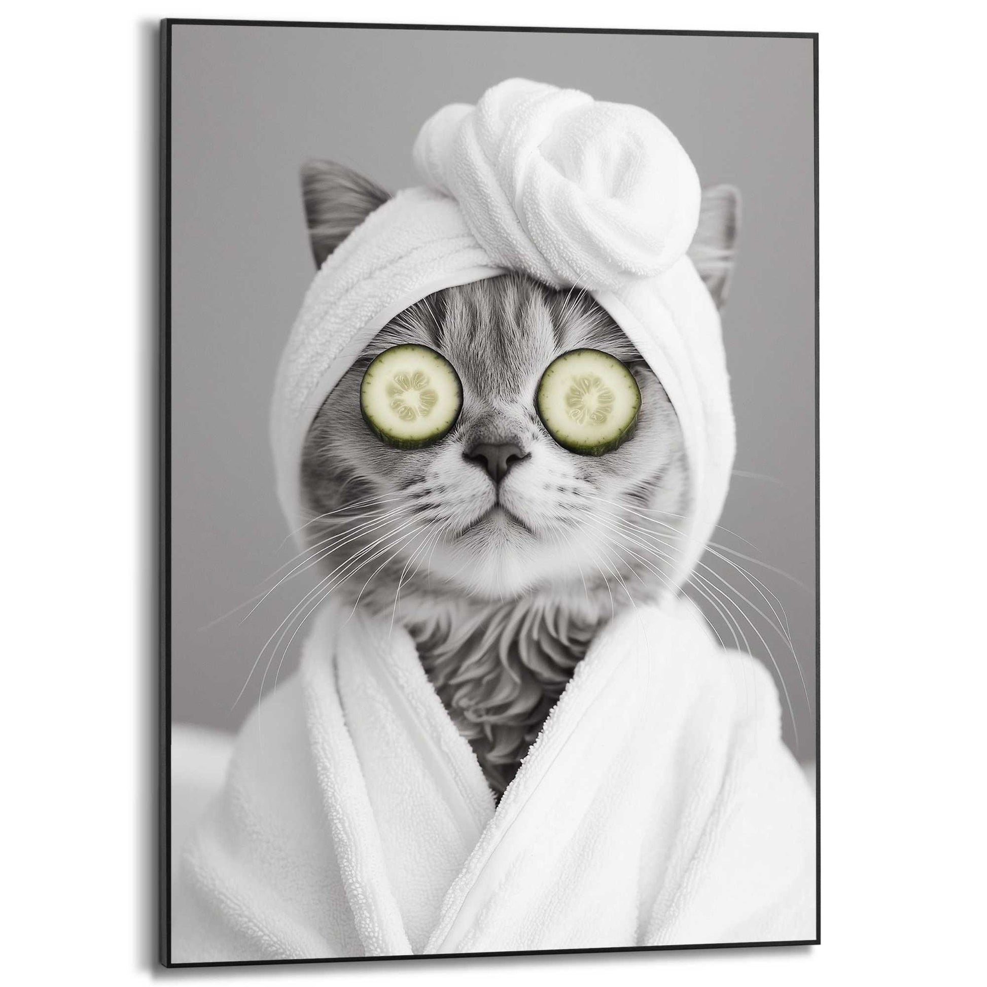 Framed Poster Spa Cat 70x50
