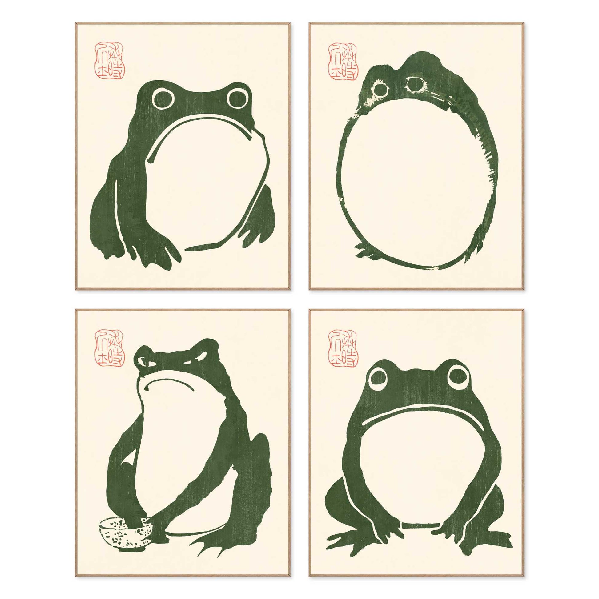 Framed Poster Japanese Frogs 50x40
