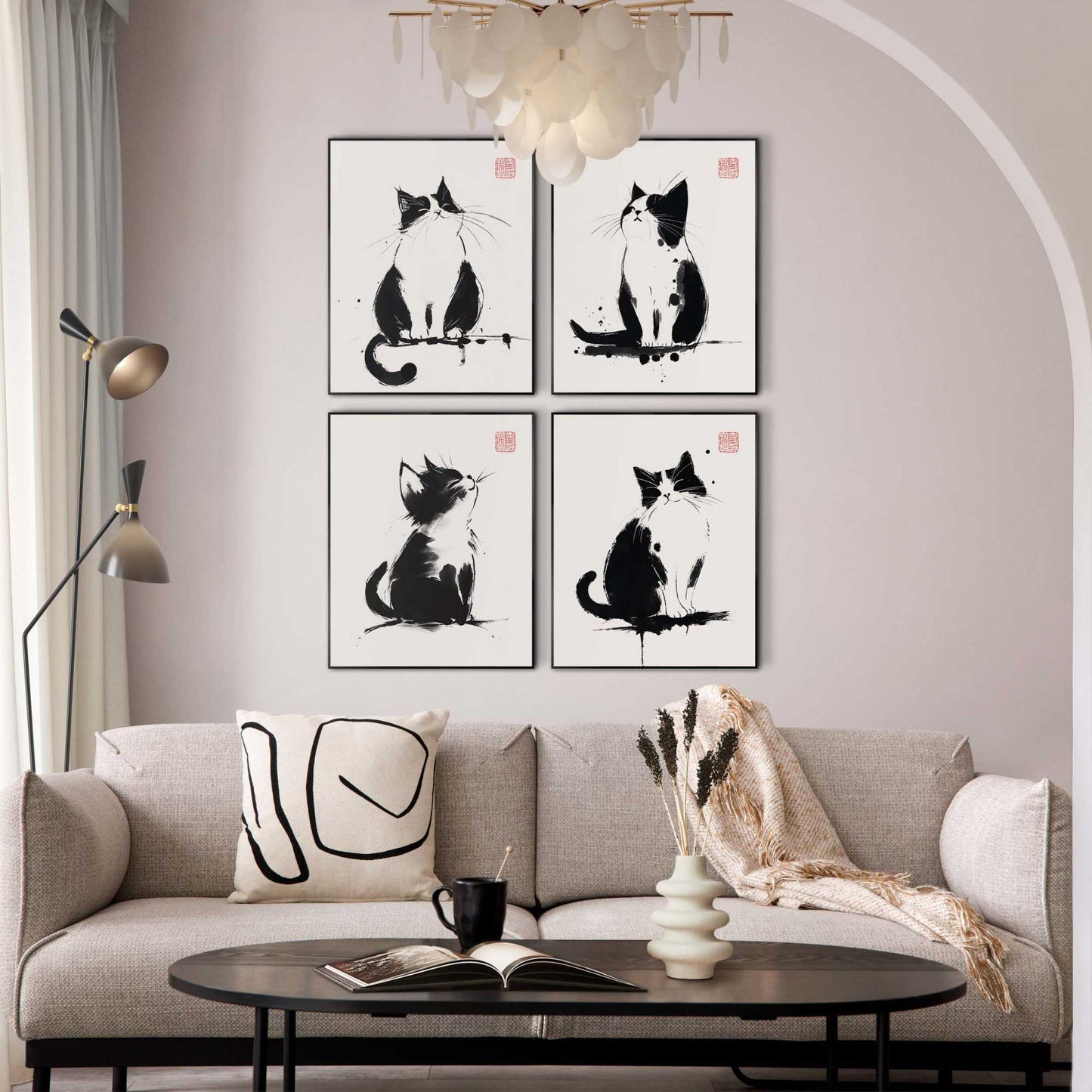 Framed Poster Cats Art 50x40