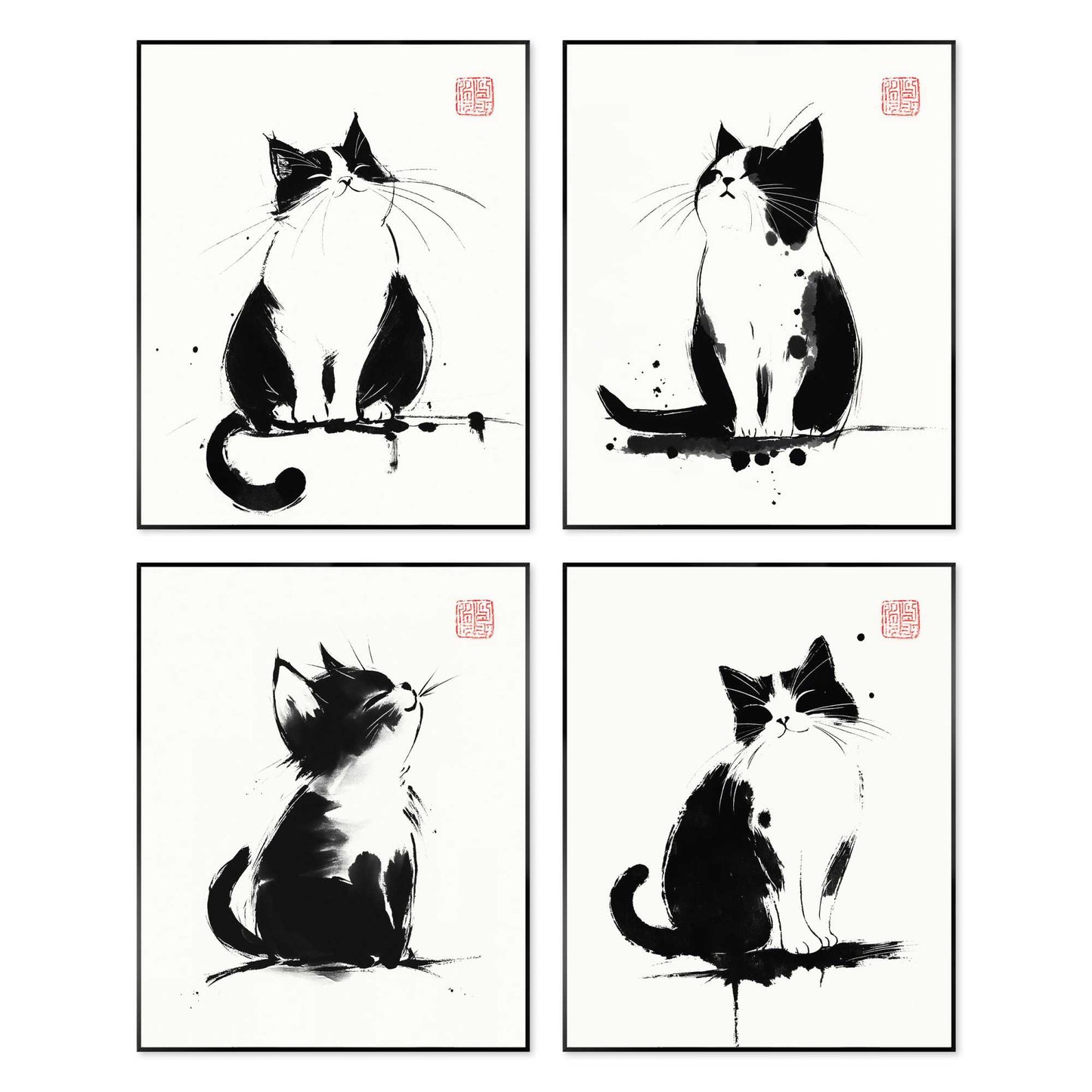 Framed Poster Cats Art 50x40