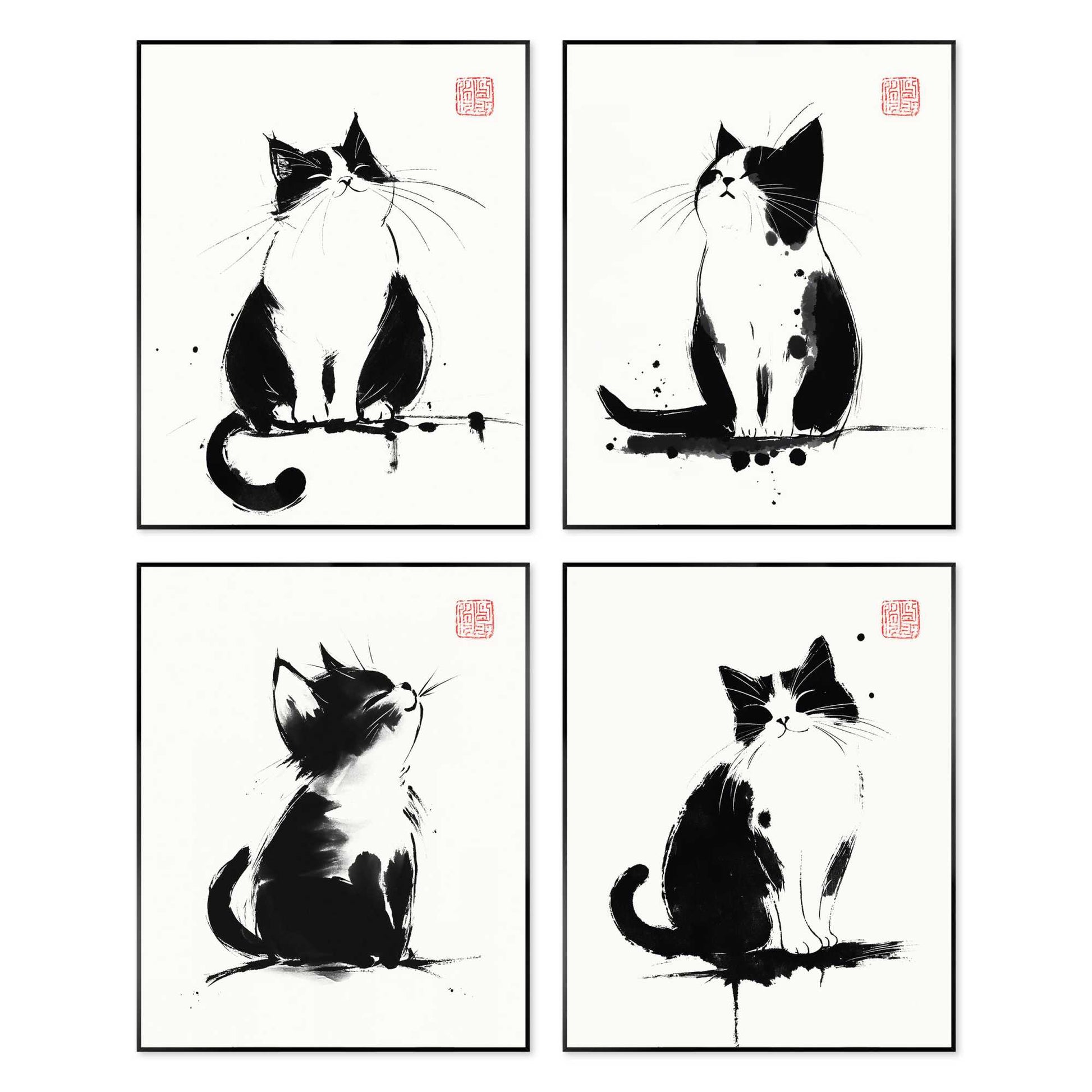 Framed Poster Cats Art 50x40