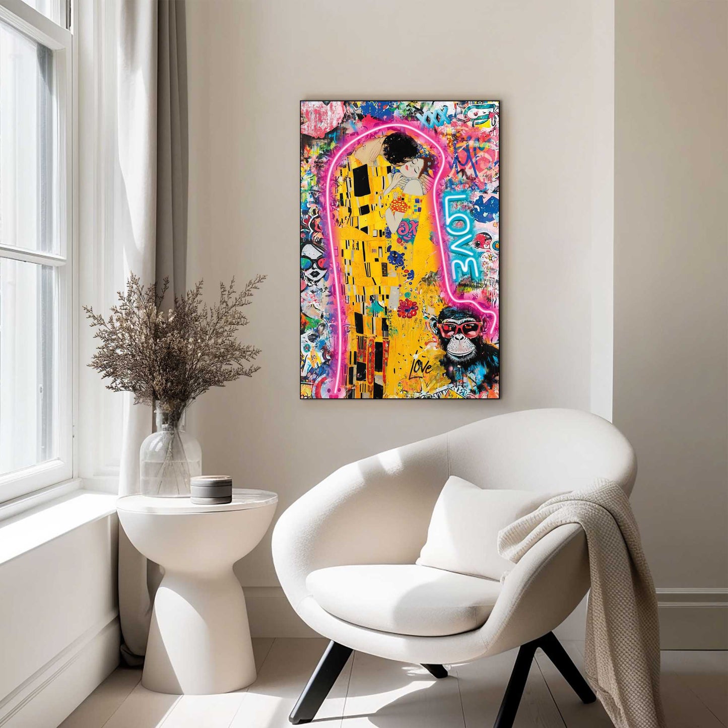 Wall Art Panel Graffiti Kiss 90x60