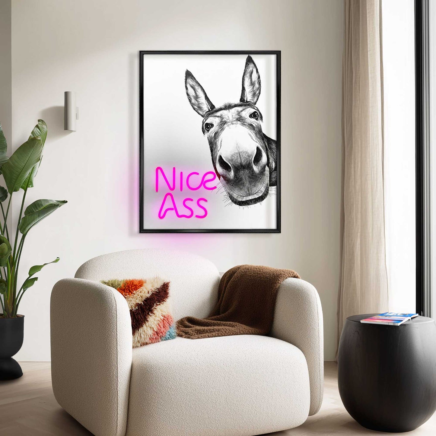 Led Wall Art Cheeky Donkey 80x60