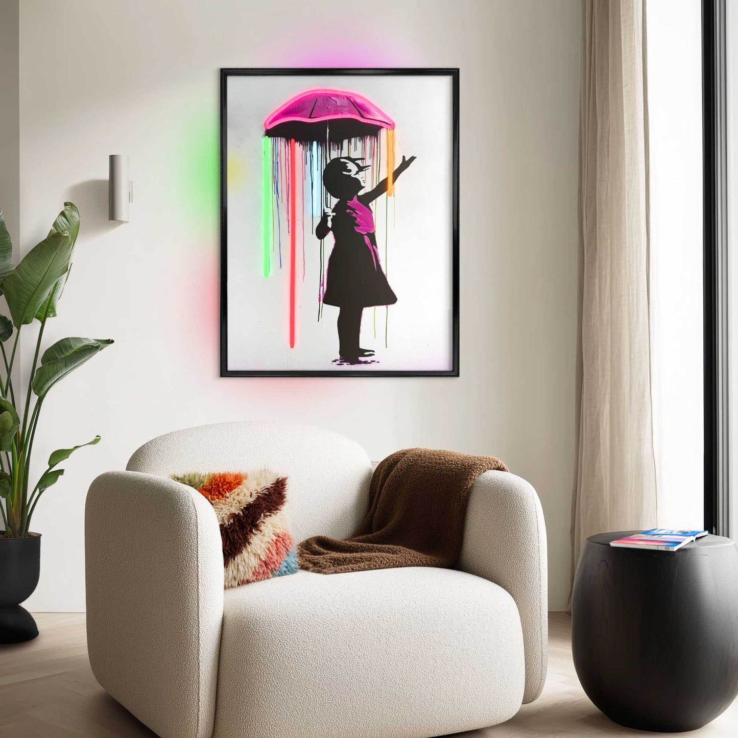Led Wall Art Rain of Colours 80x60