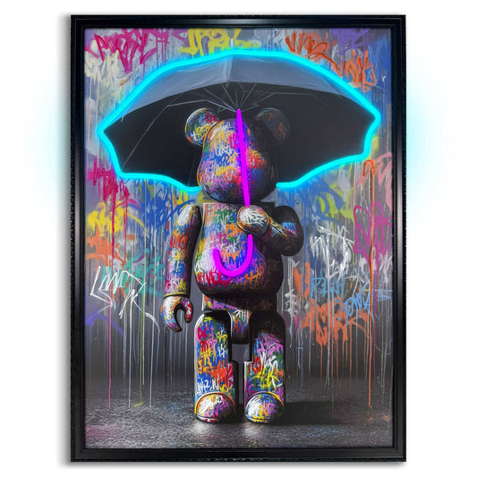 Led Wall Art Graffiti Bear 80x60