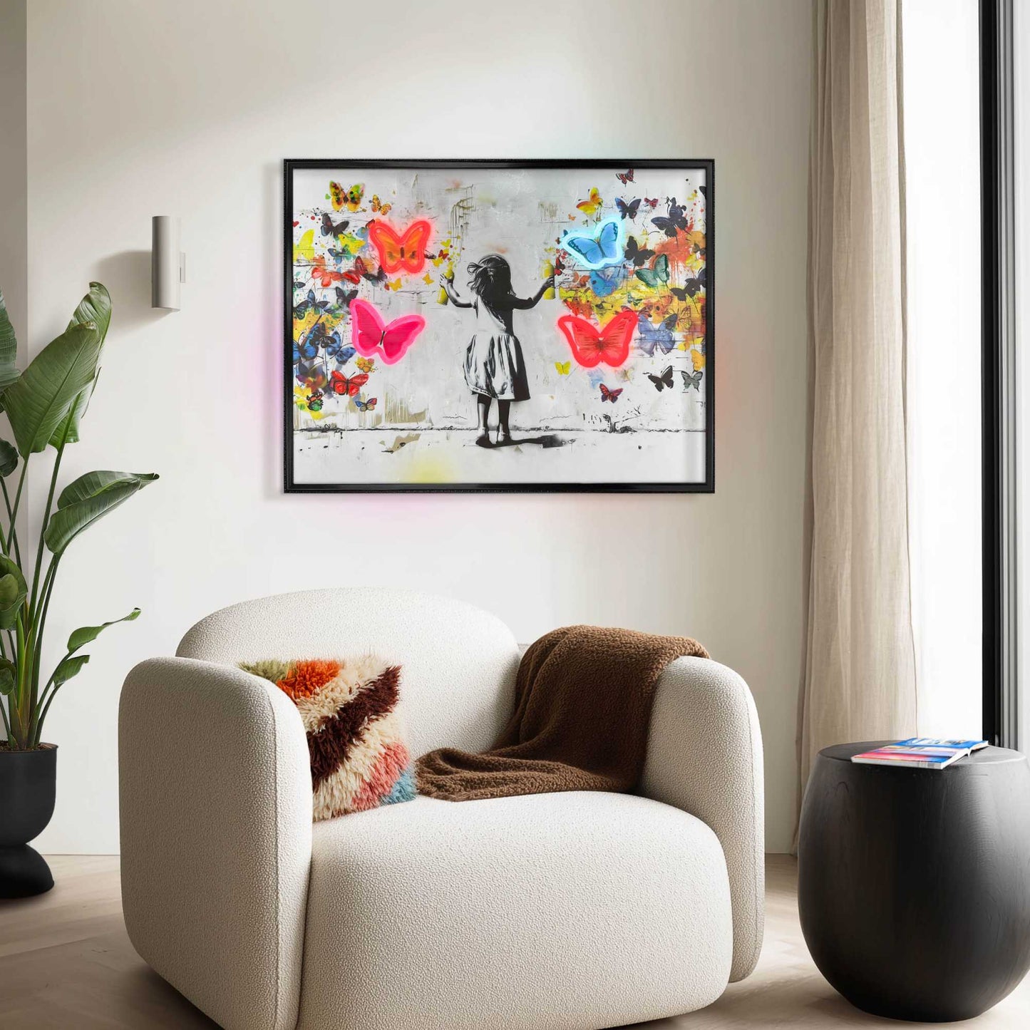 Led Wall Art Neon Butterflies 60x80