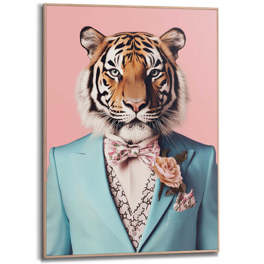 Framed Poster Beau Tie Tiger 70x50