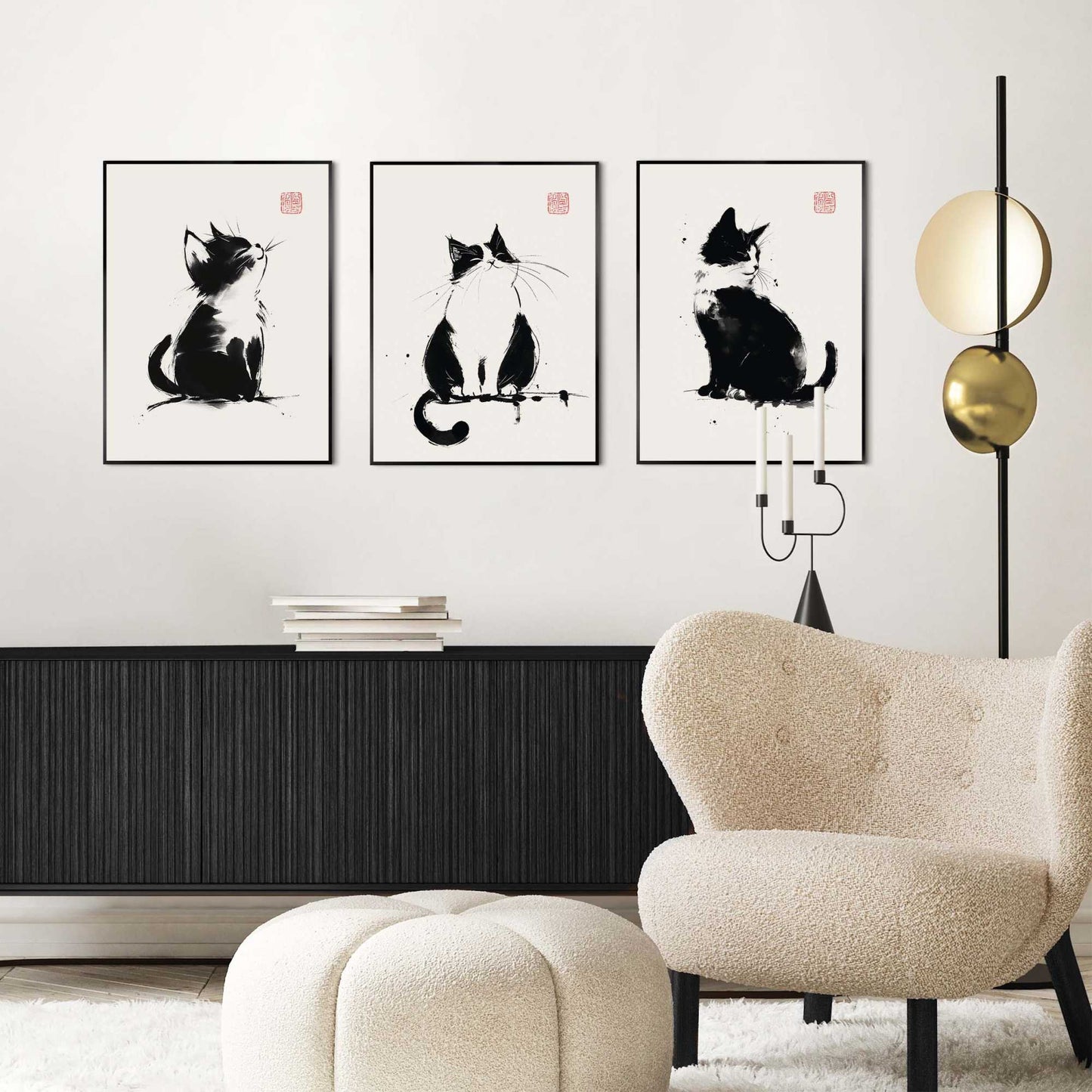 Framed Poster Zen Cats 40x30
