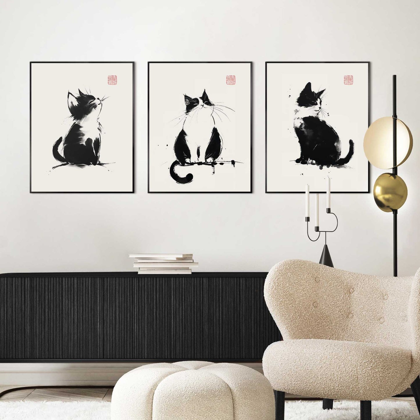 Framed Poster Zen Cats 50x40