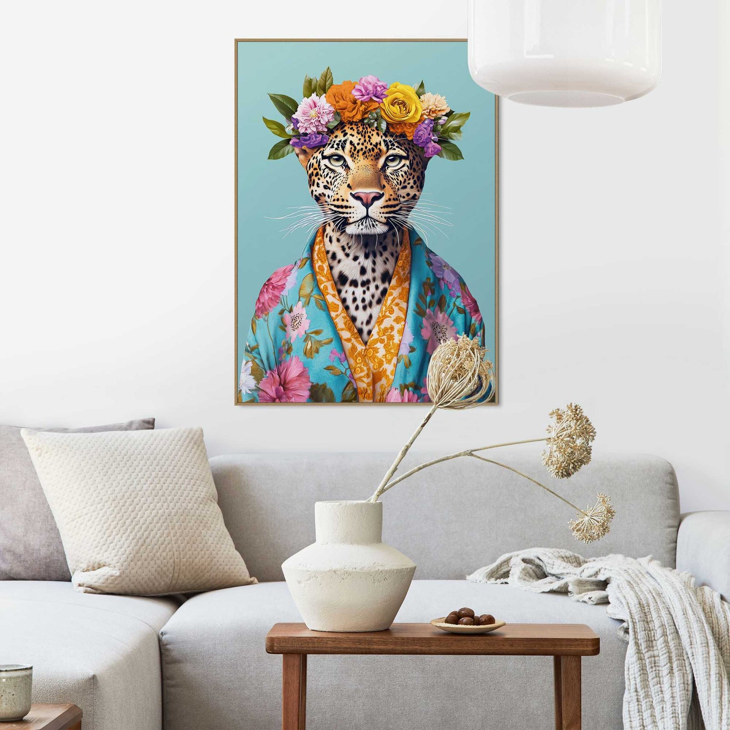 Framed Poster Bloomy Tiger Portrait 70x50