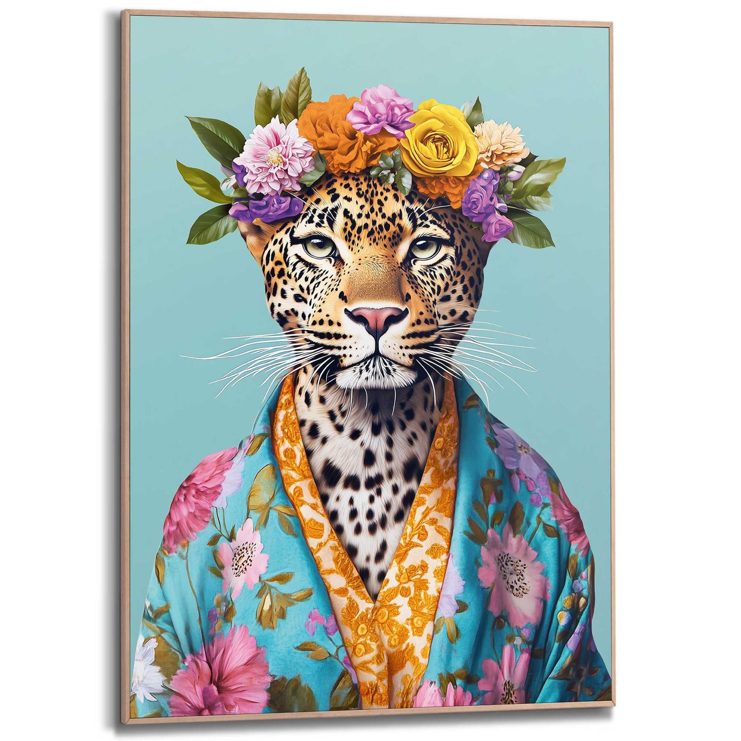 Framed Poster Bloomy Tiger Portrait 70x50
