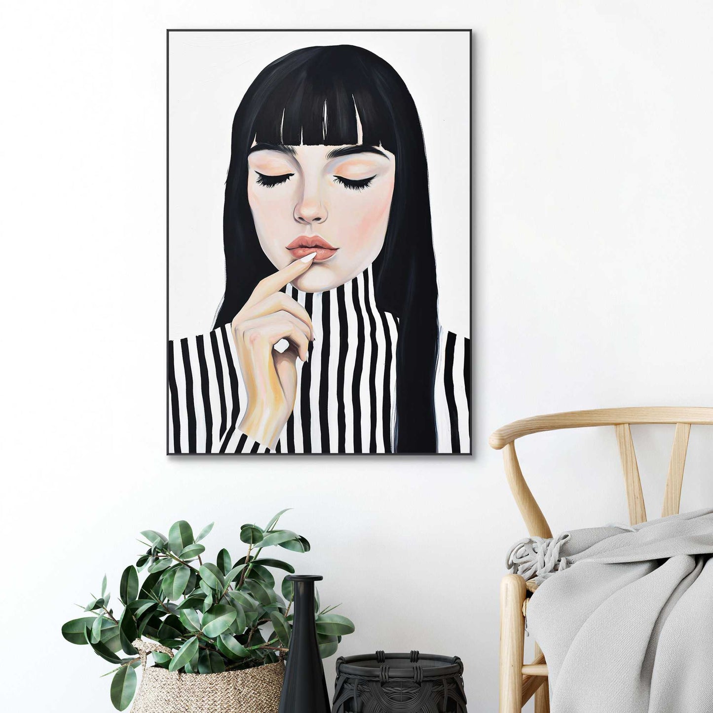 Framed Poster Lady Thinking 70x50