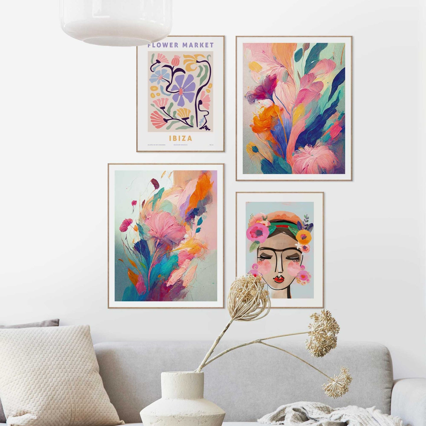 Framed Poster Colourful Flower Set 50x40