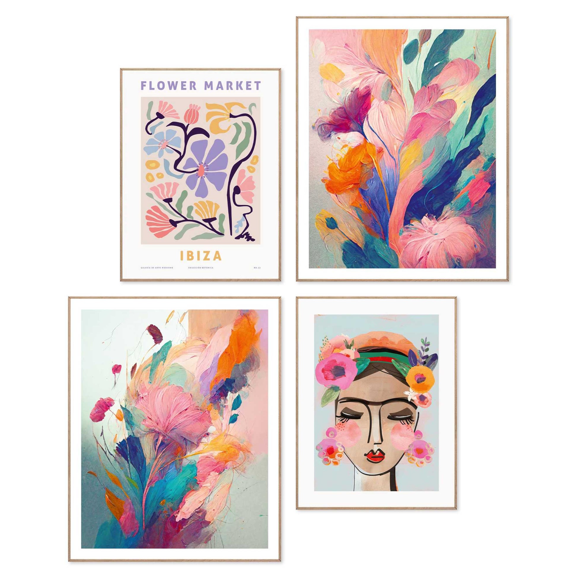 Framed Poster Colourful Flower Set 50x40