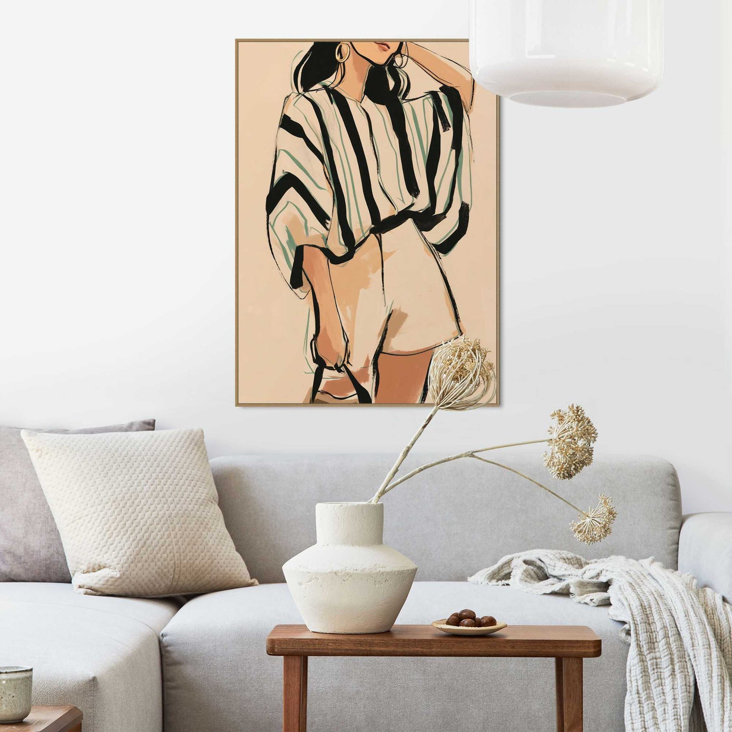 Framed Poster Fashion Pose - stripe shirt 70x50
