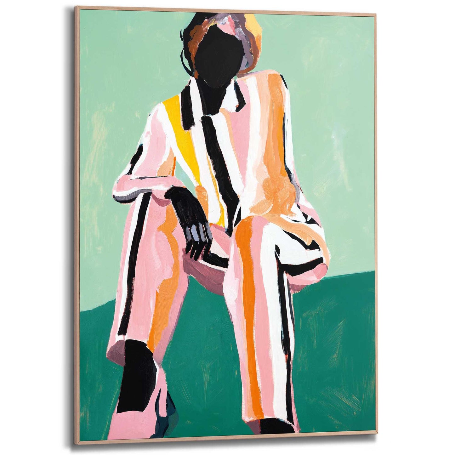 Framed Poster Fashion Pose - colour stripe suit 70x50
