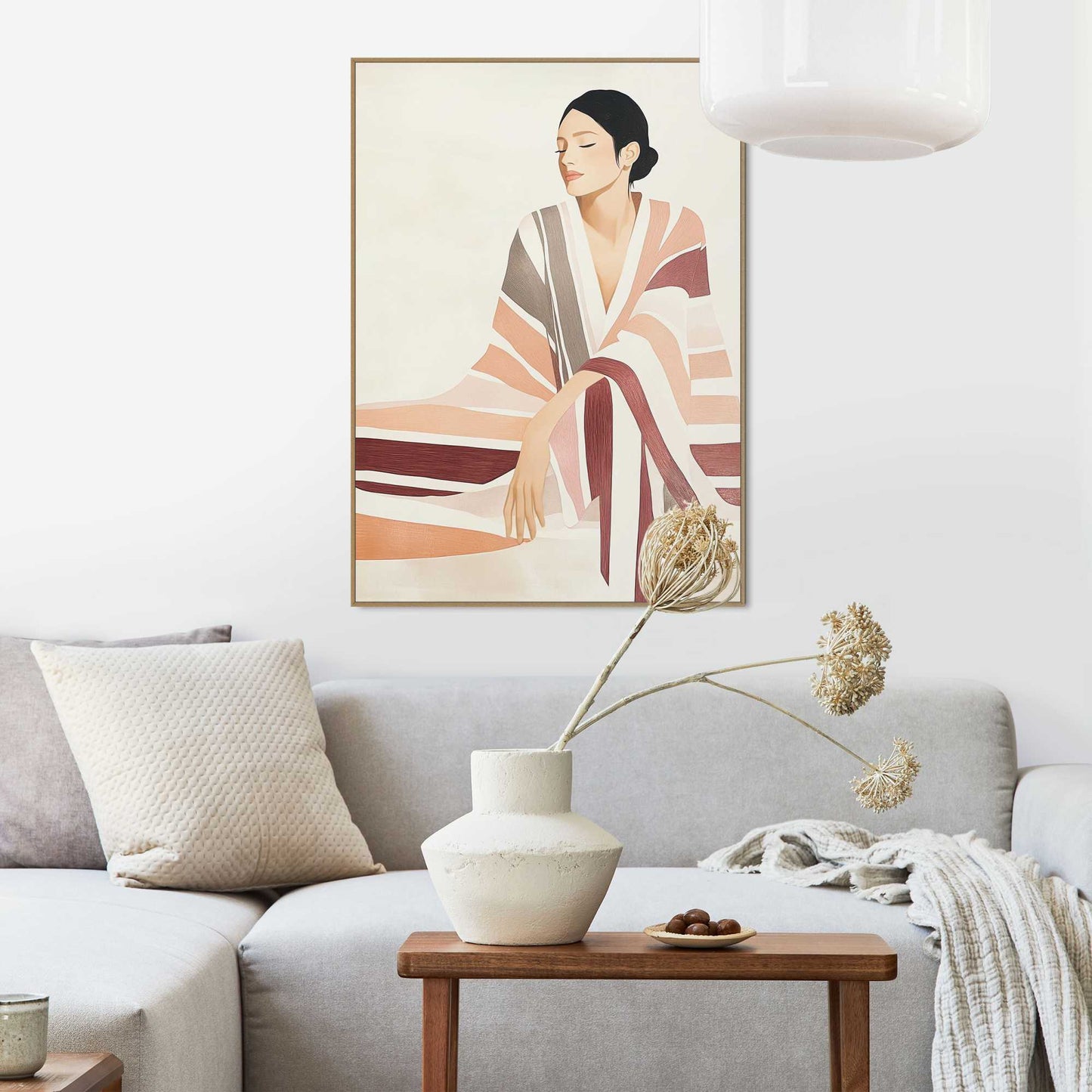 Framed Poster Fashion Pose - serene stripes 70x50
