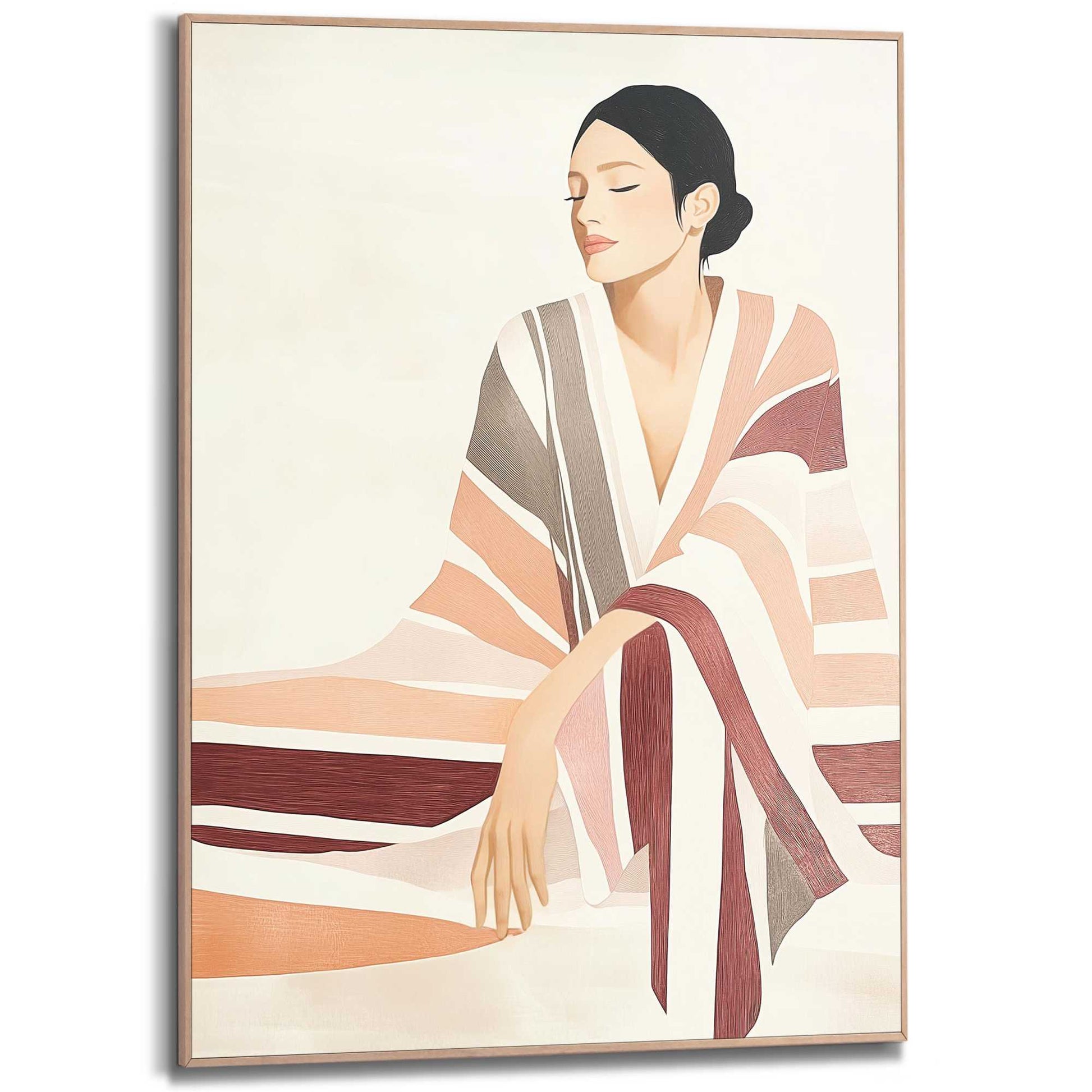 Framed Poster Fashion Pose - serene stripes 70x50