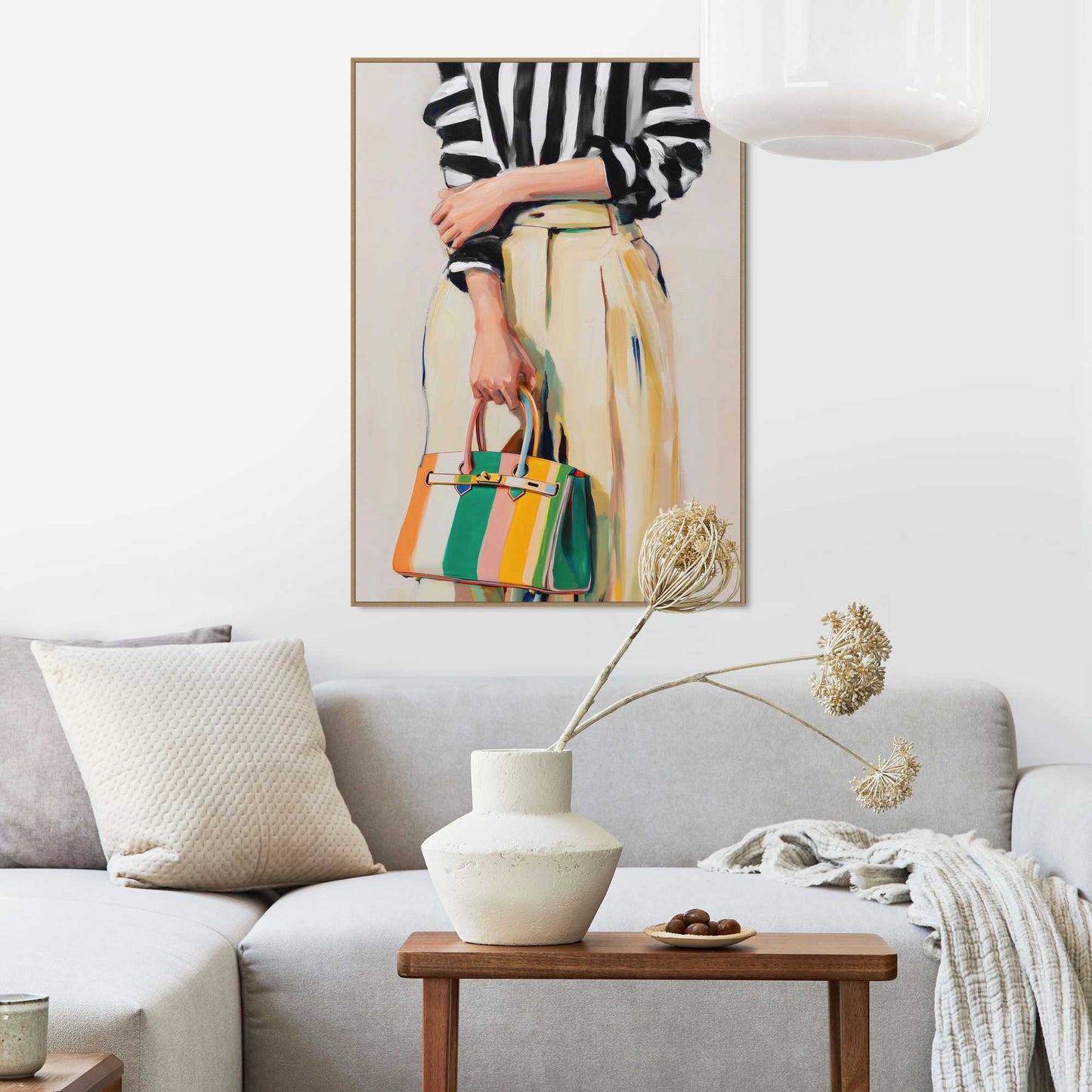 Framed Poster Fashion Pose - coloured bag 70x50