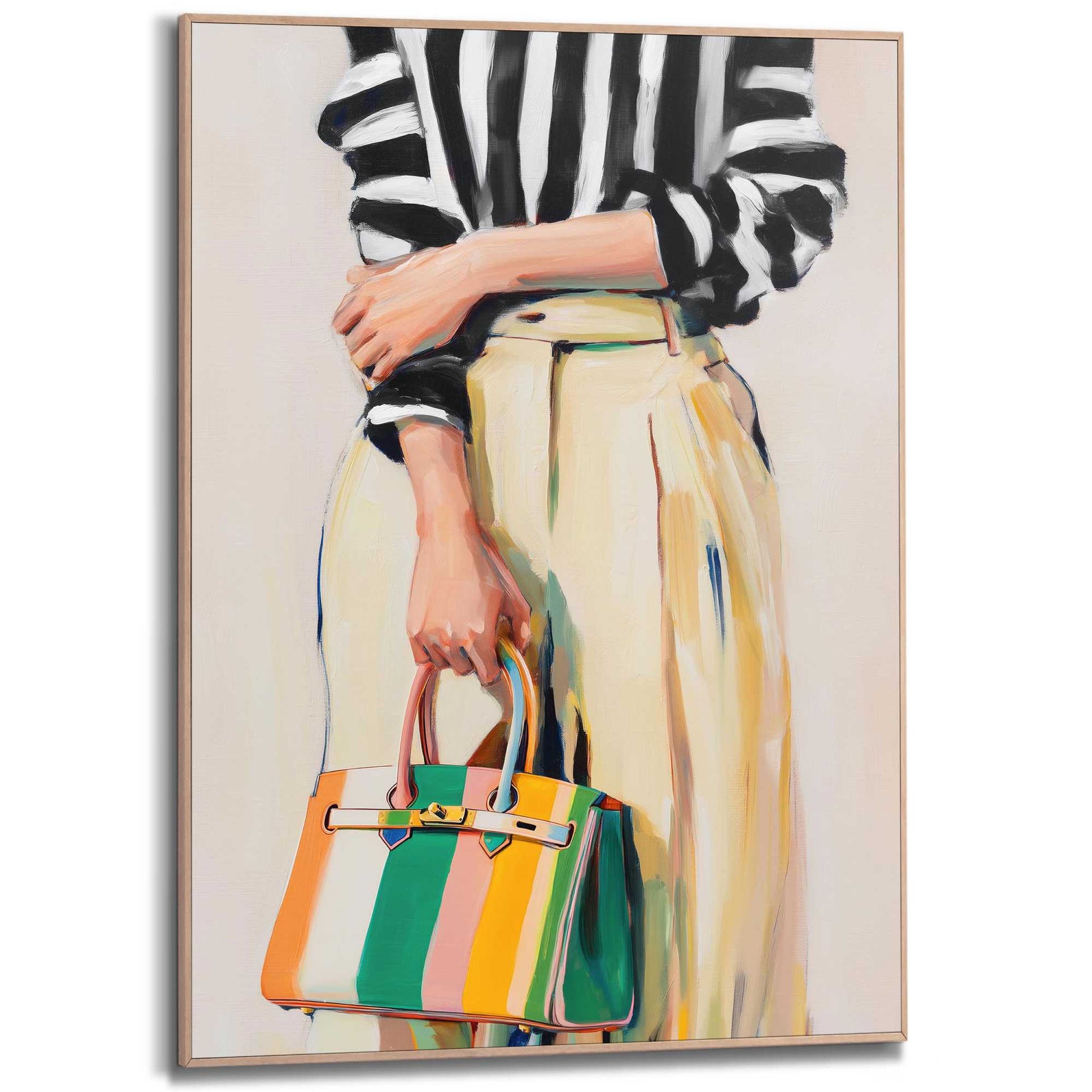 Framed Poster Fashion Pose - coloured bag 70x50