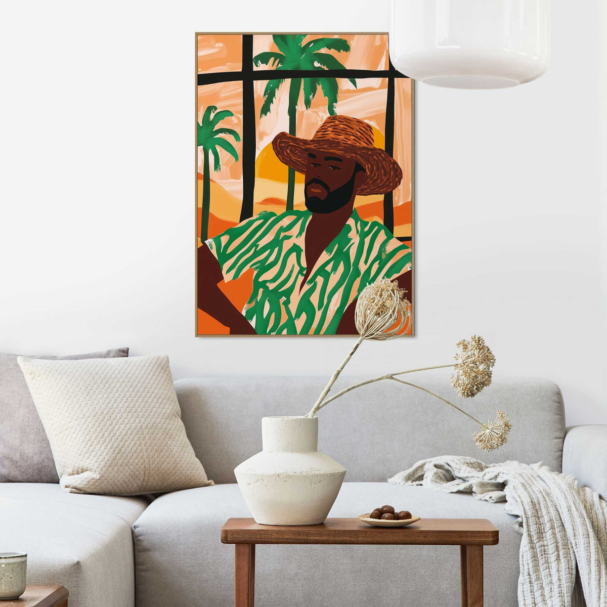 Framed Poster Sunset Man 70x50