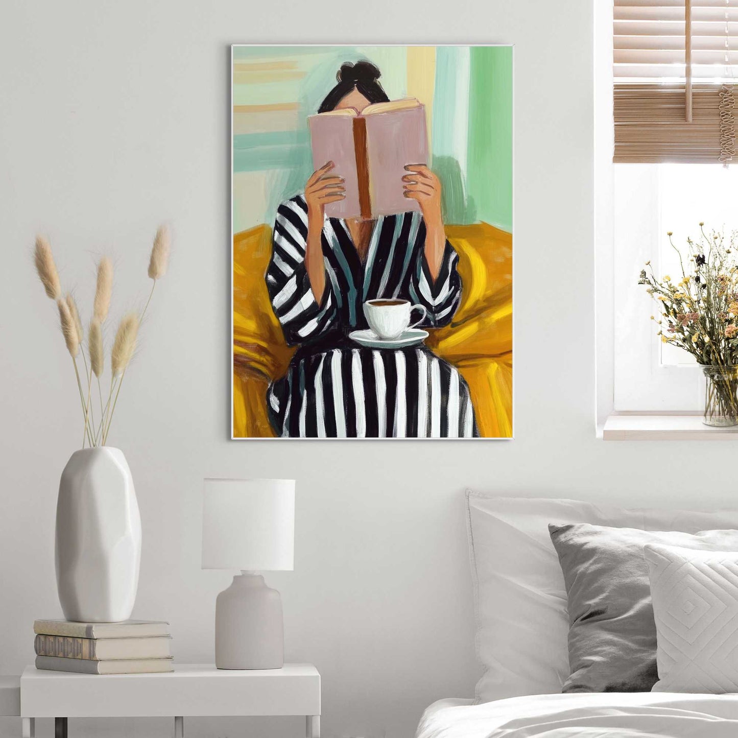 Framed Poster Relaxing - book and coffee 70x50