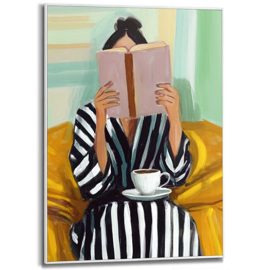 Framed Poster Relaxing - book and coffee 70x50
