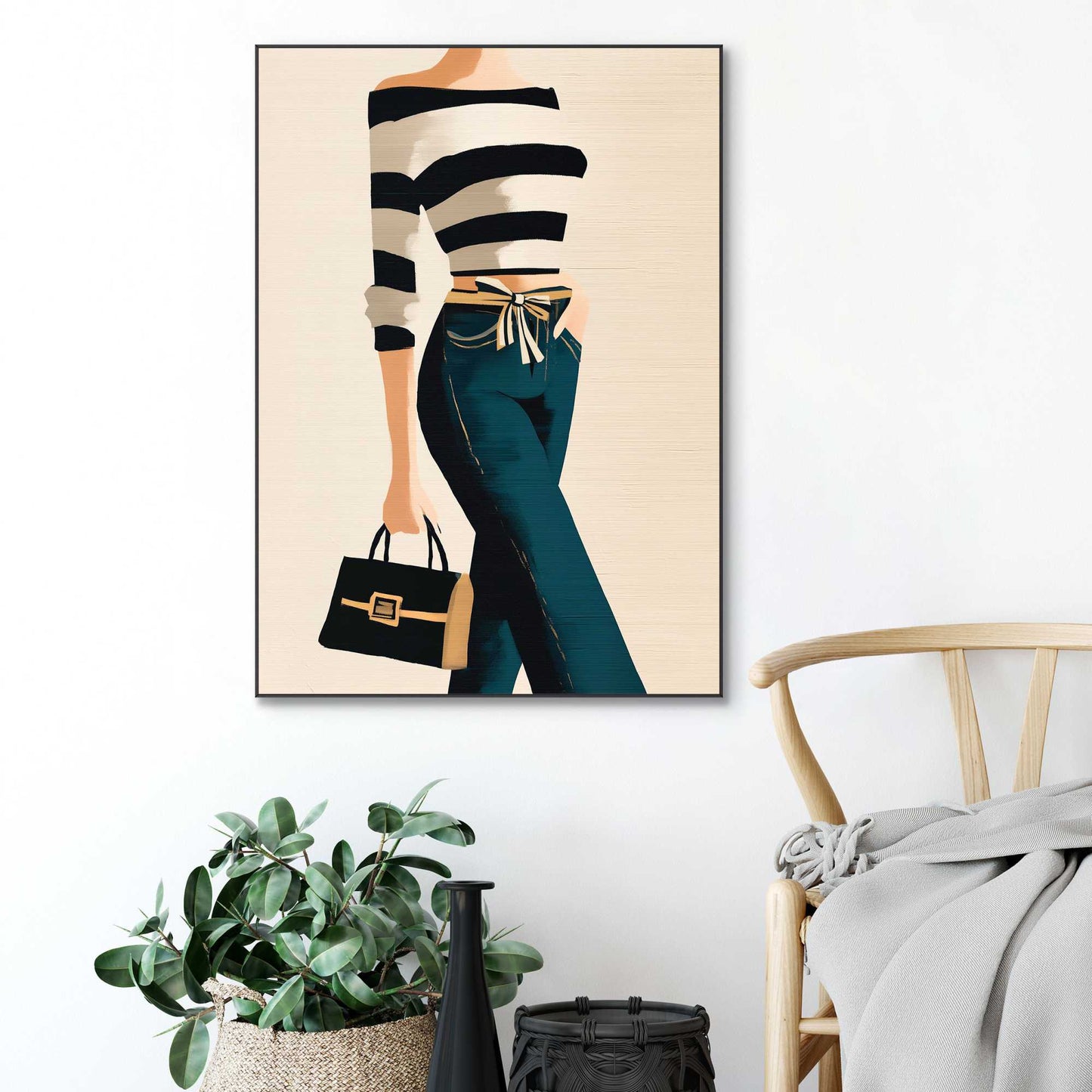 Framed Poster Fashion Pose - black chic 70x50