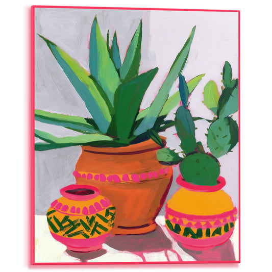 Framed Poster Coloured Cacti 50x40