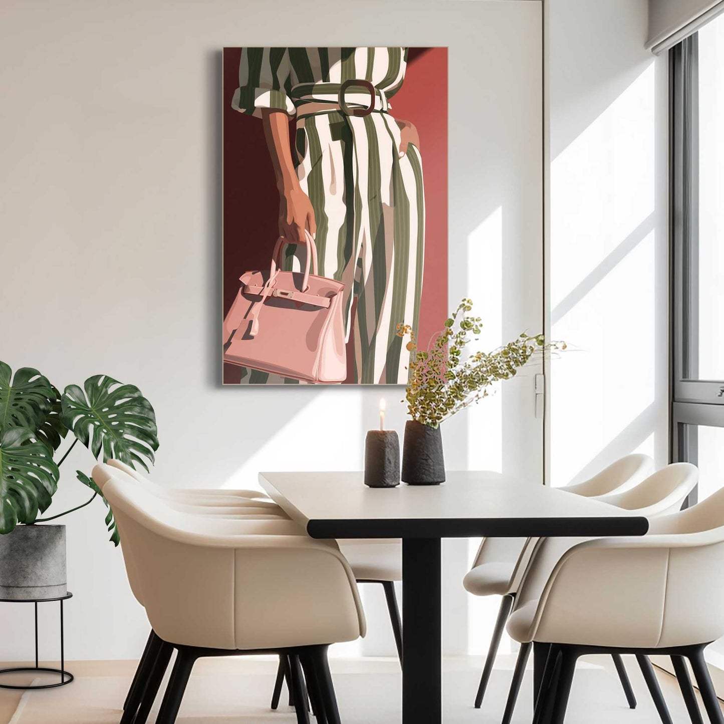 Wall Art Panel Fashion Pose - sunset stripes 90x60