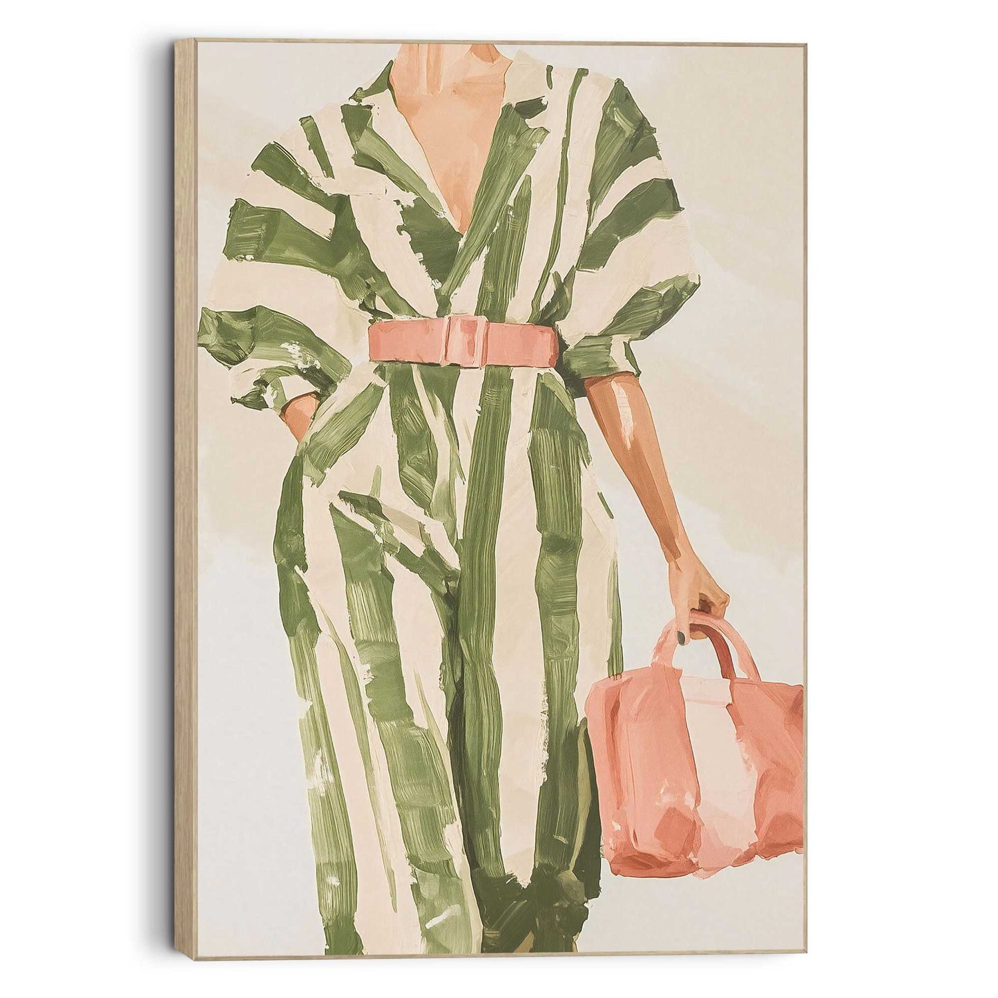 Wall Art Panel Fashion Pose - green stripes 90x60