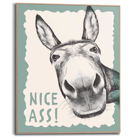 Framed Poster Hello Nice - soft green 50x40