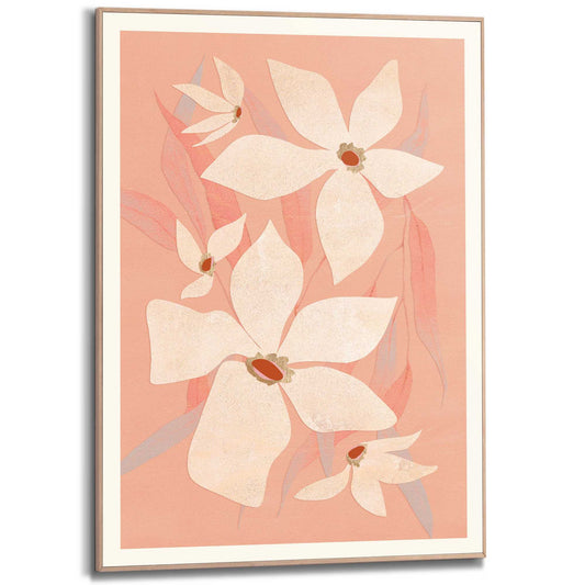 Framed Poster Frangipani Spring - salmon pink 70x50
