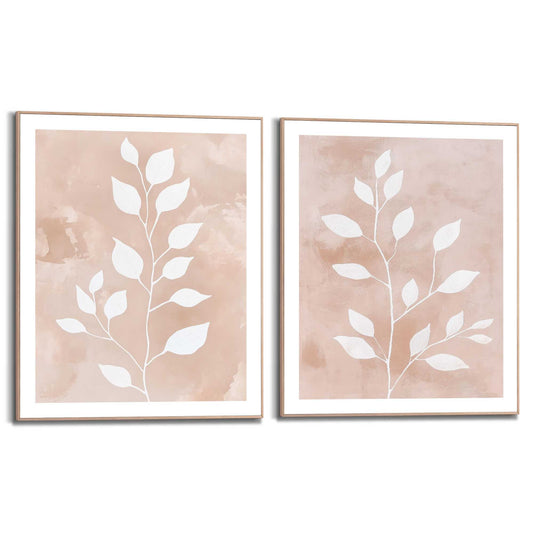 Framed Poster Beige Leafs Set 40x50