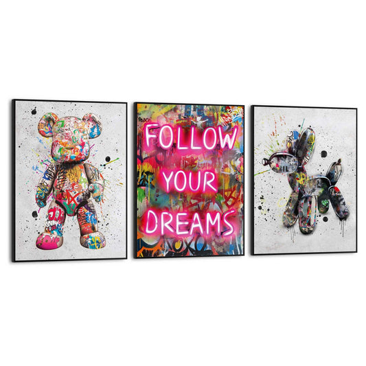 Framed Poster Streetart Graffiti Set 40x30