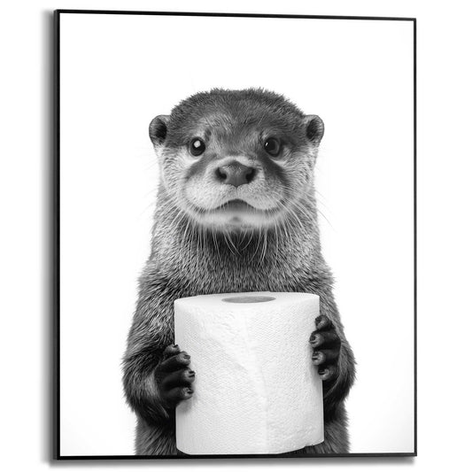 Framed Poster Otter brings toilet paper 50x40