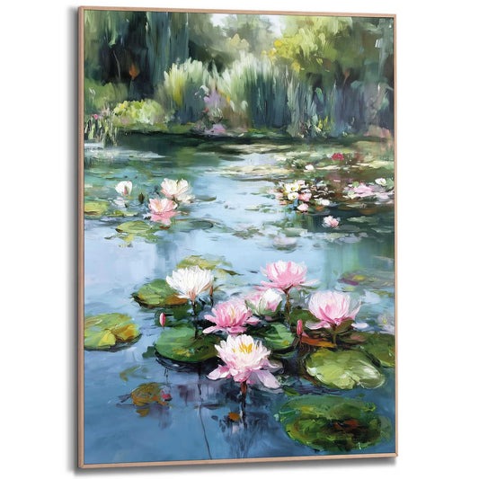 Framed Poster Floating waterlillies 70x50