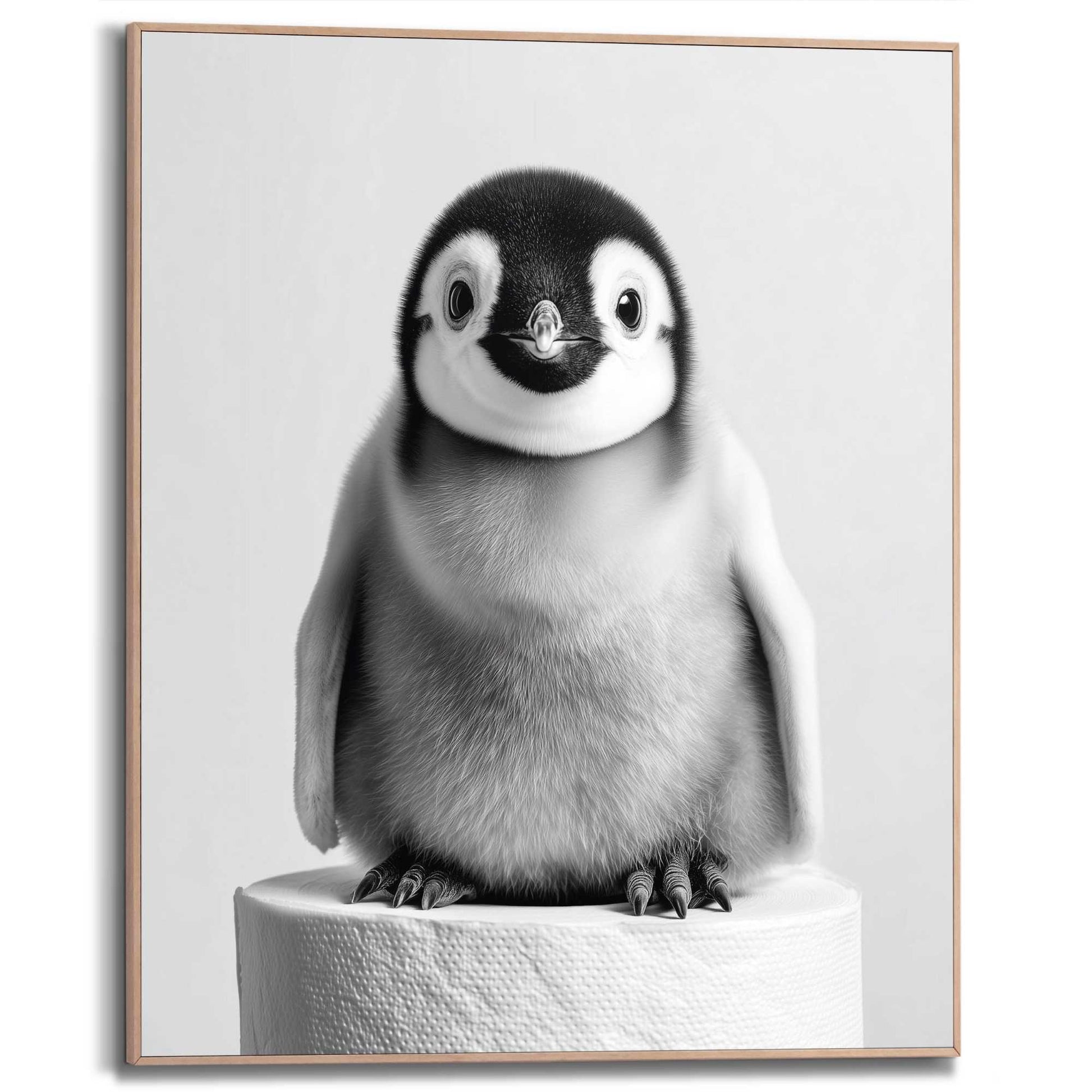 Framed Poster Penguin on a roll 50x40