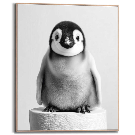 Framed Poster Penguin on a roll 50x40
