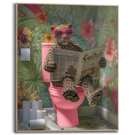 Framed Poster Leopard on the loo 50x40