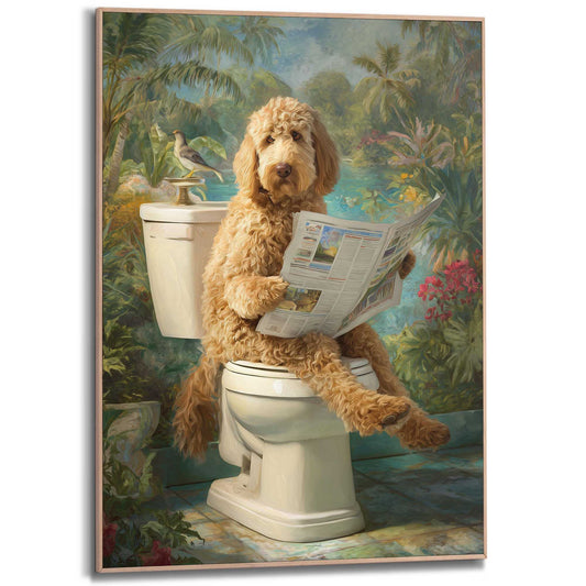 Framed Poster Labradoodle toilet break 70x50