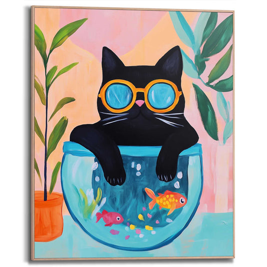 Framed Poster Chilling with the fins 50x40