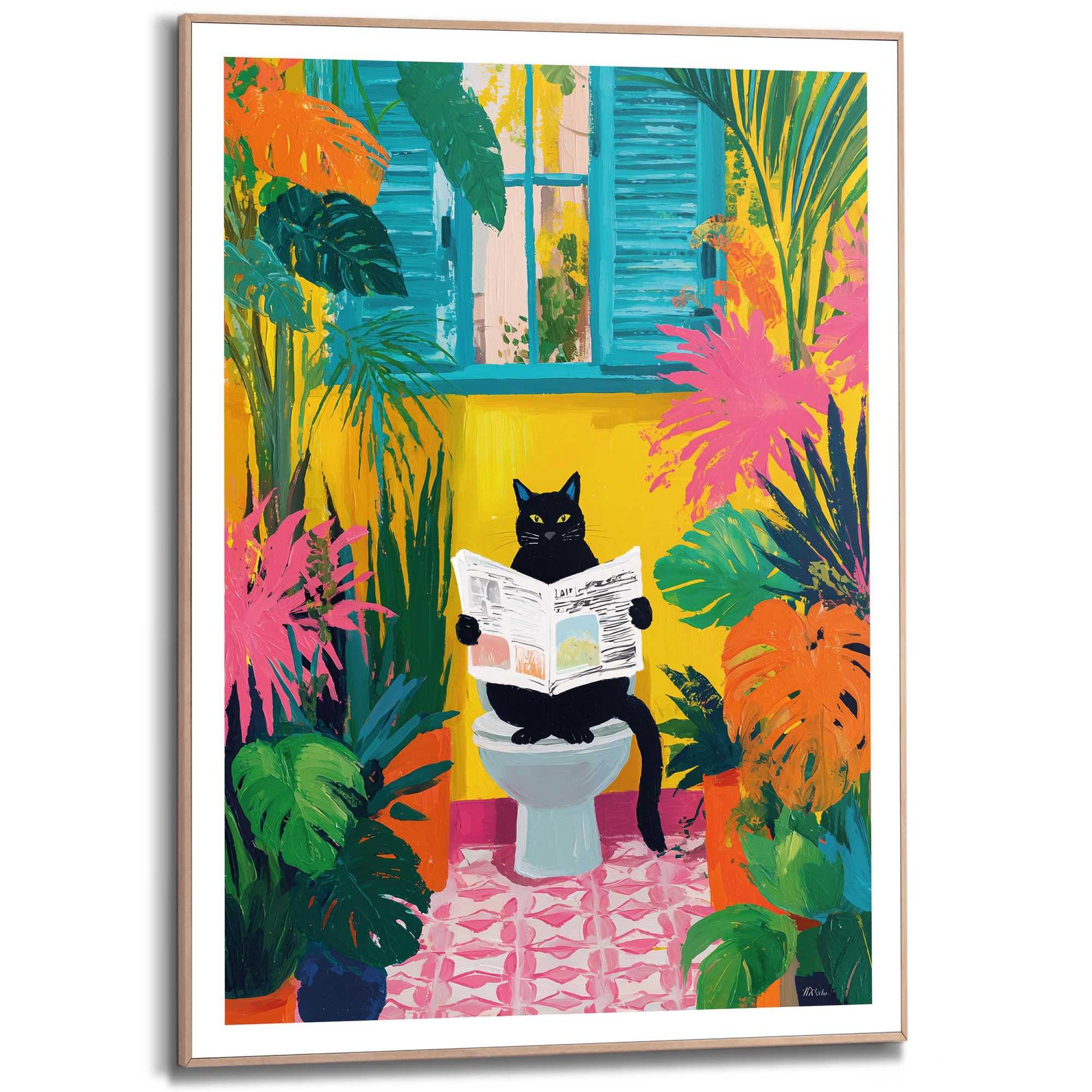 Framed Poster Cat break 70x50