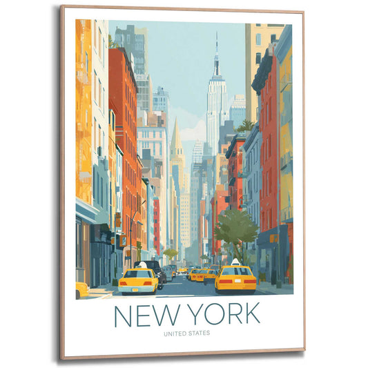 Framed Poster Early hours of New York 70x50
