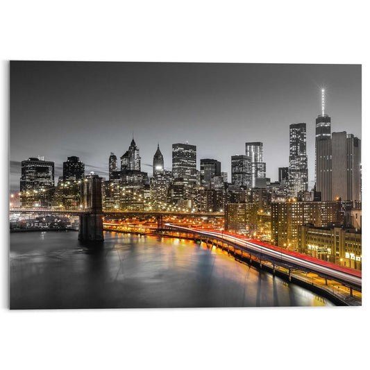 Plexiglass New York skyline at night 70x100