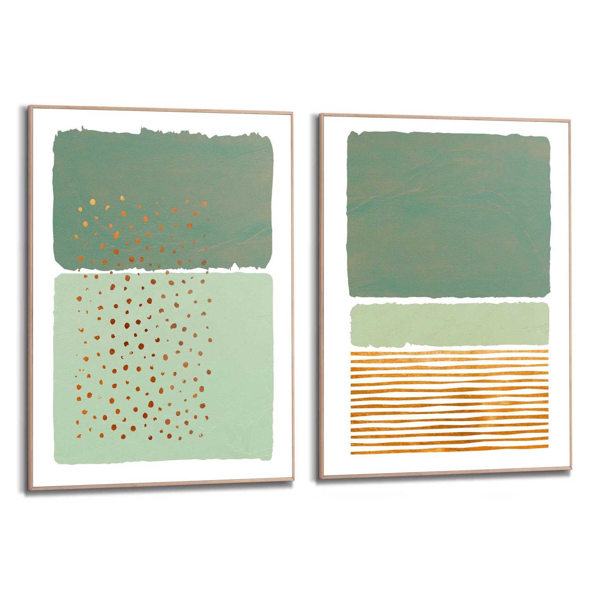 Framed Poster Abstract gold and green 70x50