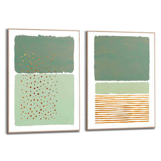Framed Poster Abstract gold and green 70x50